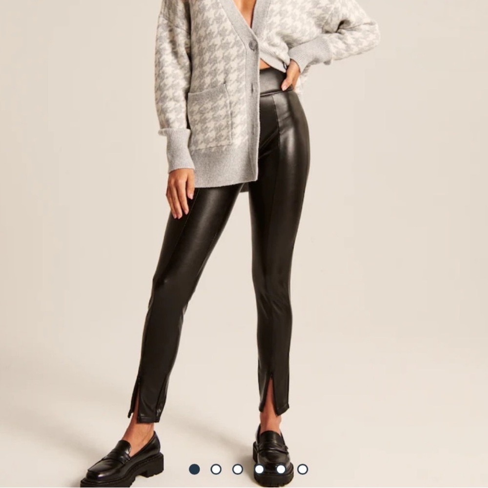 Abercrombie & Fitch Black Faux Leather Leggings Split Hem Small